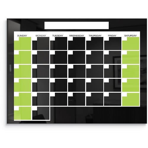 Balt 2' x 3' Black Magnetic Glass Dry-Erase Monthly Calendar Board