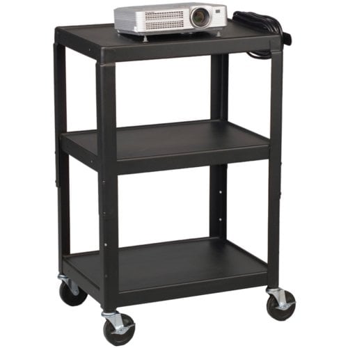 Balt 3-Shelf Black Steel Adjustable Utility AV Cart - 85892