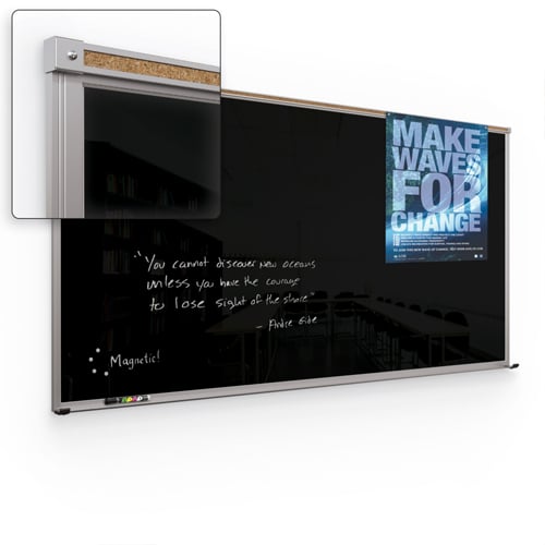 Balt 4' x 8' Framed Magnetic Gloss Black Glass Dry-Erase Whiteboard