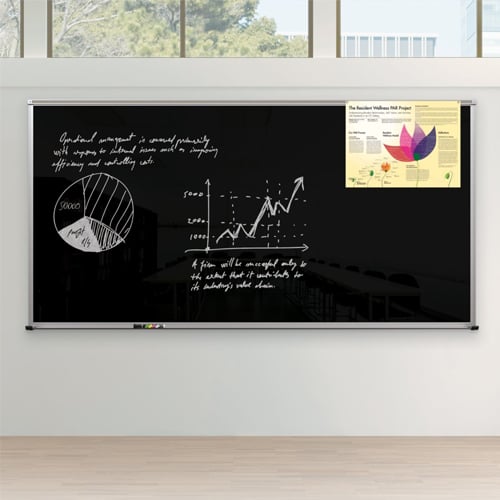 Balt 4' x 8' Framed Magnetic Gloss Black Glass Dry-Erase Whiteboard