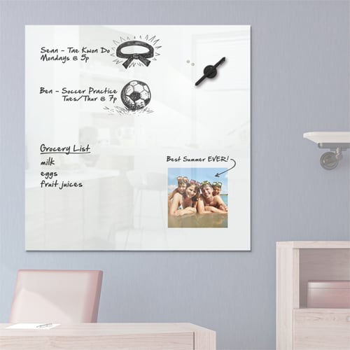 Balt 30" x 30" Customizable Magnetic Dry Erase Glass Whiteboard with 8" Square Insert Space