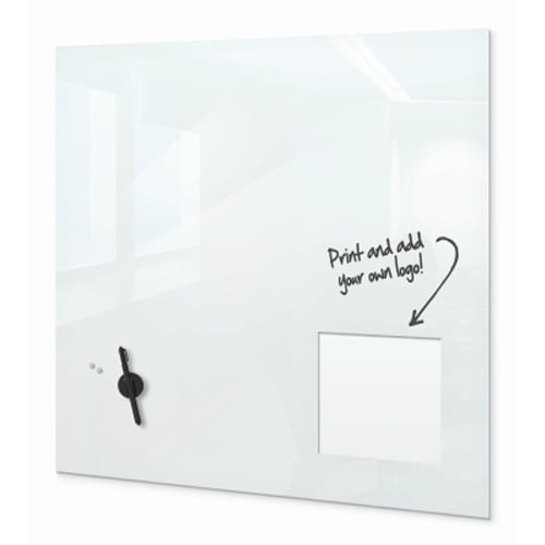 Balt 30" x 30" Customizable Magnetic Dry Erase Glass Whiteboard with 8" Square Insert Space