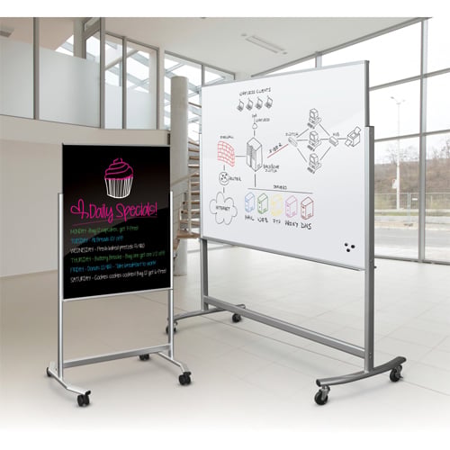 Balt 4' x 3' Visionary Move Mobile Magnetic Black Glass Whiteboard