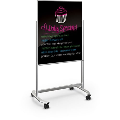 Balt 4' x 3' Visionary Move Mobile Magnetic Black Glass Whiteboard