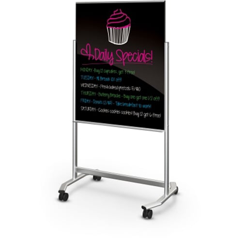Balt 4' x 3' Visionary Move Mobile Magnetic Black Glass Whiteboard