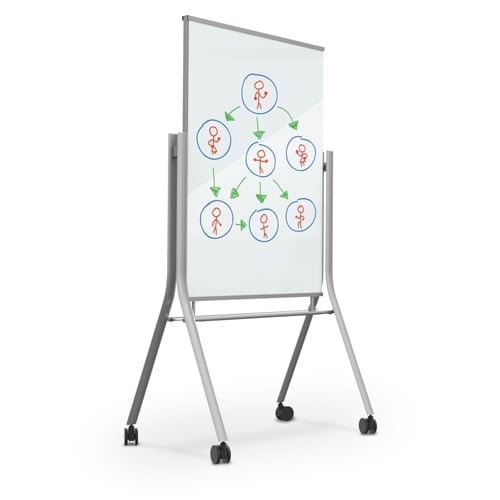 Balt 47.2" x 35.4" Visionary Curve Mobile Magnetic Two-Sided Glass Whiteboard
