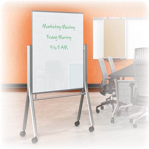 Balt 47.2" x 35.4" Visionary Curve Mobile Magnetic Two-Sided Glass Whiteboard