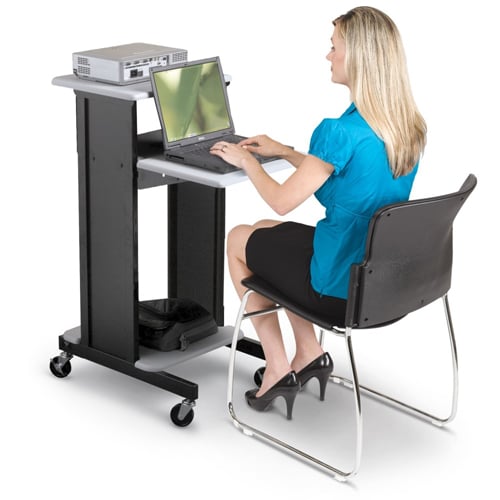 Balt 89759 Adjustable Audio Visual Presentation Cart - Gray Shelves