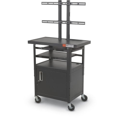 Balt Height Adjustable Black Flat Panel TV Cart with Cabinet - 27530