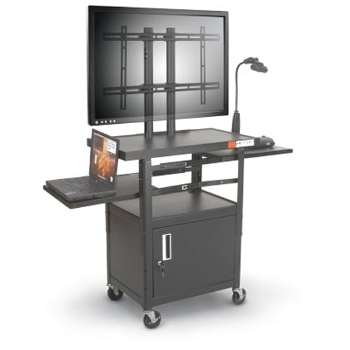 Balt Height Adjustable Black Flat Panel TV Cart with Cabinet - 27530