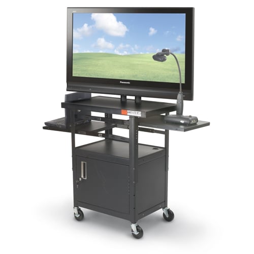 Balt Height Adjustable Black Flat Panel TV Cart with Cabinet - 27530