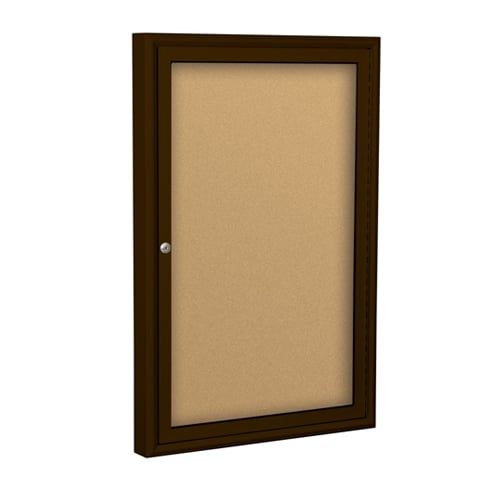 Best-Rite 1- Door Outdoor Enclosed Natural Cork Bulletin Board with Coffee Frame