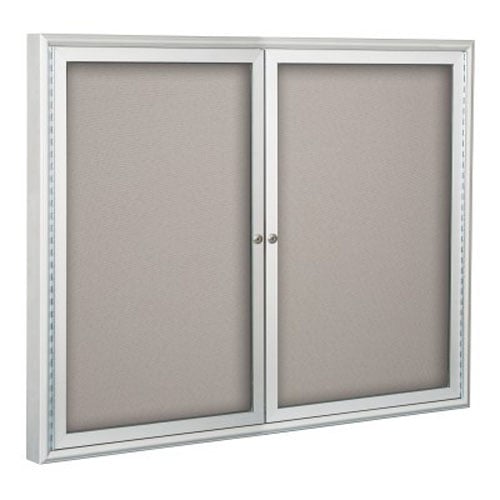 Best-Rite 2- Door Outdoor Enclosed Vinyl Bulletin Board with Silver Frame