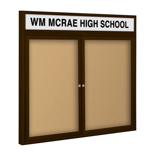 Best-Rite 2-Door Outdoor Headline Enclosed Natural Cork Bulletin Board with Coffee Frame