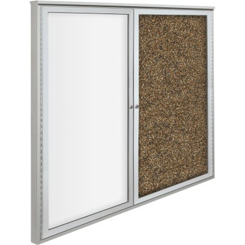 Best-Rite 2-Door Weather Sentinel Outdoor Enclosed Rubber-Tak Bulletin Board - Whiteboard Panels