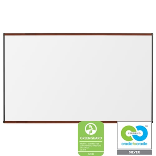 Best-Rite Porcelain Steel Whiteboard with Mahogany Origin Trim