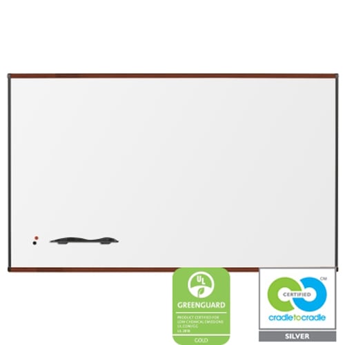 Best-Rite 3' x 4' Porcelain Steel Whiteboard with  Mahogany Origin Trim