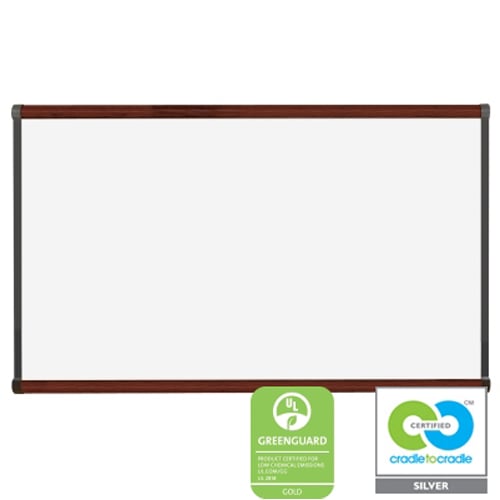 Best-Rite 4' x 8' Porcelain Steel Whiteboard with  Mahogany Origin Trim