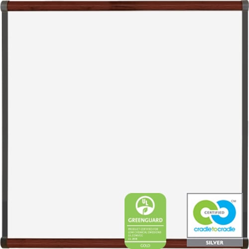 Best-Rite 4' x 6' Porcelain Steel Whiteboard with  Mahogany Origin Trim
