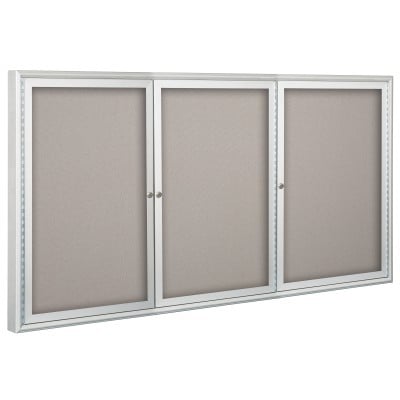 Best-Rite 3- Door Indoor Enclosed Vinyl Bulletin Board with Silver Frame