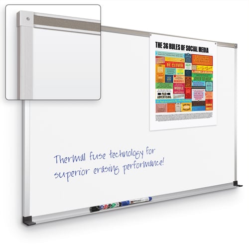 Best-Rite 3' x 4' TuF-Rite Whiteboards with ABC Trim and Map Rail