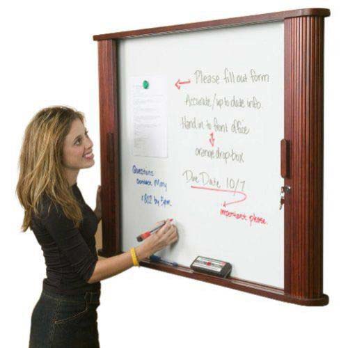 Best-Rite 32" x 44" Oak Tambour Door Enclosed Conference Cabinet