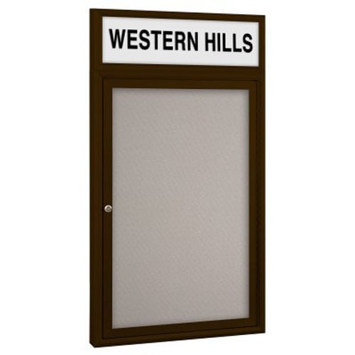 Best-Rite 36" x 36" 1-Door Outdoor Headline Enclosed Vinyl Bulletin Board with Coffee Frame
