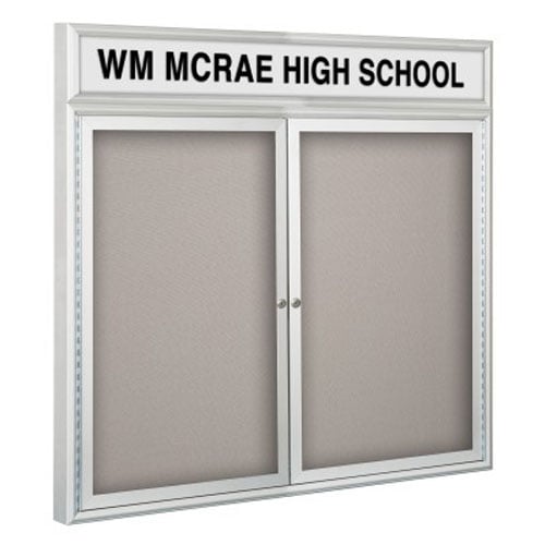 Best-Rite 36" x 60" 2-Door Outdoor Headline Enclosed Vinyl Bulletin Board with Silver Frame