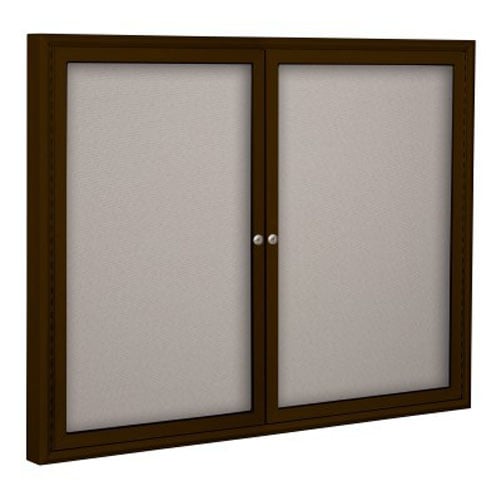 Best-Rite 36" x 60" 2- Door Indoor Enclosed Vinyl Bulletin Board with Coffee Frame