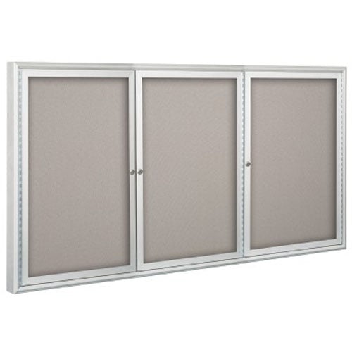 Best-Rite 36" x 72" 3- Door Outdoor Enclosed Vinyl Bulletin Board with Silver Frame