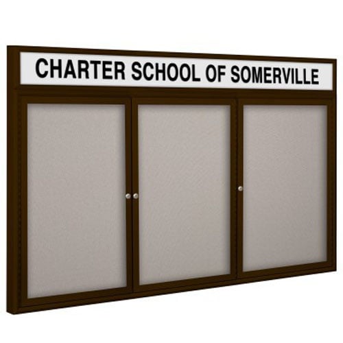 Best-Rite 36" x 72" 3-Door Outdoor Headline Enclosed Vinyl Bulletin Board with Coffee Frame
