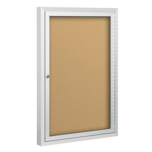 Best-Rite Deluxe Natural Cork Bulletin Board Cabinet - 1 Hinged Door