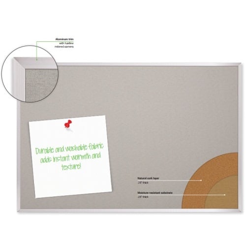 Best-Rite 18" x 24" Fabric Cork-Plate Bulletin Board Tackboard