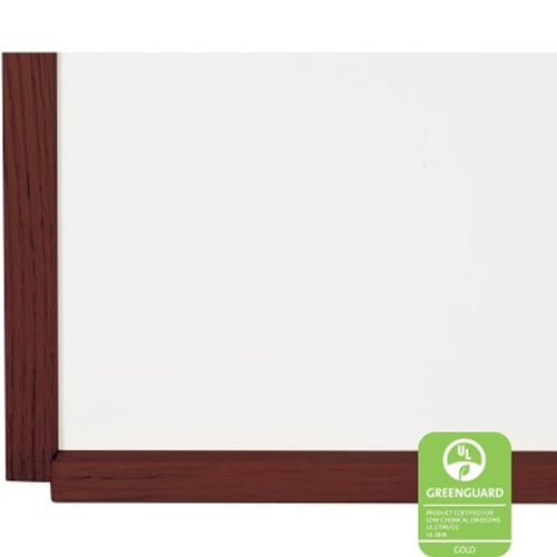 Best-Rite Porcelain Steel Markerboard with Mahogany Wood Trim