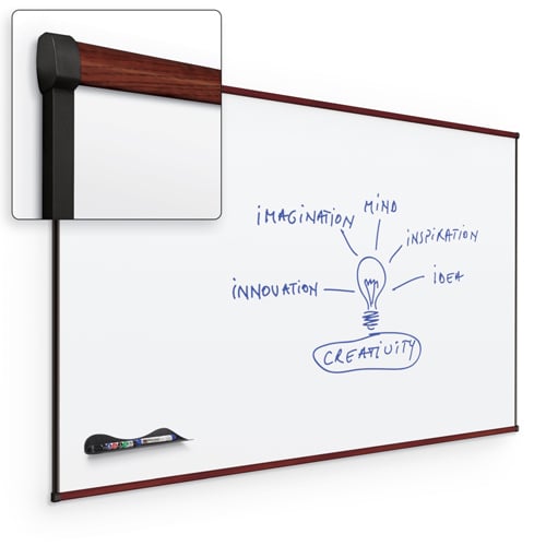 Best-Rite Porcelain Steel Whiteboard with Mahogany Origin Trim