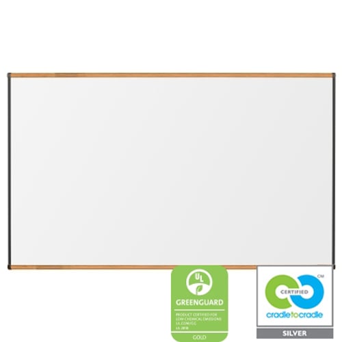 Best-Rite 4' x 6' Porcelain Steel Whiteboard with Oak Origin Trim