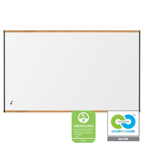 Best-Rite 4' x 8' Porcelain Steel Whiteboard with Oak Origin Trim