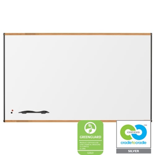 Best-Rite 4' x 8' Porcelain Steel Whiteboard with Oak Origin Trim