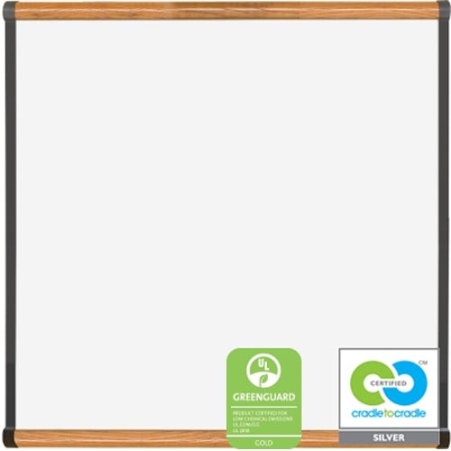 Best-Rite 4' x 6' Porcelain Steel Whiteboard with Oak Origin Trim