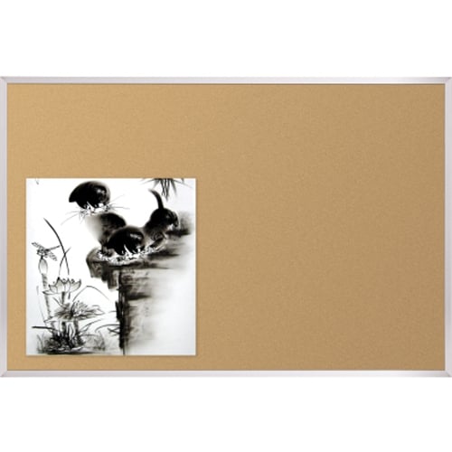 Best-Rite Sentinel AM Natural Cork Bulletin Board (Silver Aluminum Frame)
