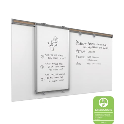 Best-Rite Whiteboard Track System - 6' Track and 1 Sliding Whiteboard Panel and 4' x 6' Sharewall