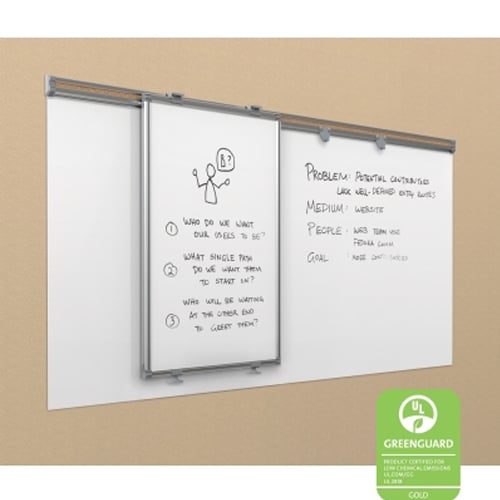 Best-Rite Whiteboard Track System - 6' Track and 1 Sliding Whiteboard Panel and 4' x 6' Sharewall
