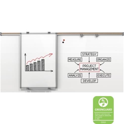 Best-Rite Whiteboard Track System - 6' Track and 1 Sliding Whiteboard Panel and 4' x 6' Sharewall