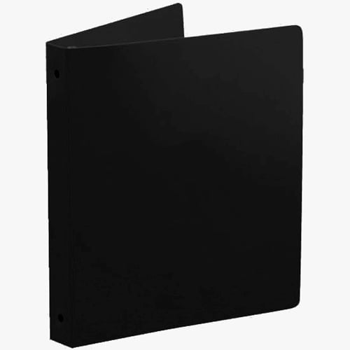 1-1/2" Black 23 Gauge 11" x 8.5" Poly Round 3-Ring Binders - 100pk