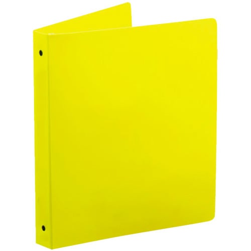1" Yellow 35 Gauge 11" x 8.5" Poly Round 3-Ring Binders - 100pk