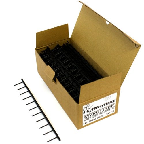 Black 1" x 11" Velobind Compatible Hot Knife Binding Strips