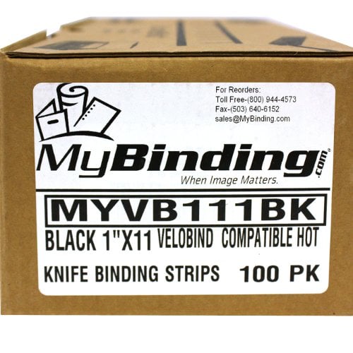 Black 1" x 11" Velobind Compatible Hot Knife Binding Strips