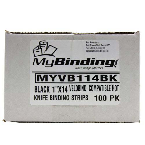 Black 1" x 14" Velobind Compatible Hot Knife Binding Strips