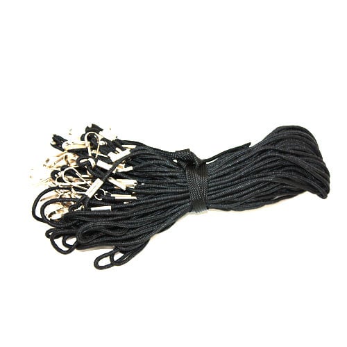 Black 28" Round Cord Lanyard - 1/16" - 100pk