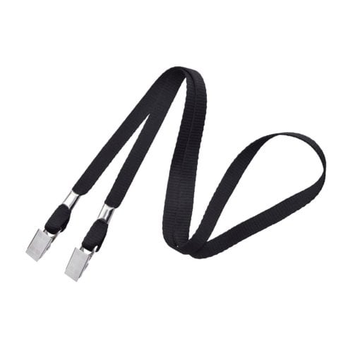 3/8" Flat Open Ended Lanyards with Two Bulldog Clips - 100pk